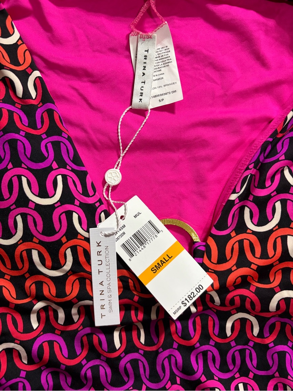 TRINA TURK Long Sleeve ECHO Ring Front One Piece Swim Paddle Suit S NWT $182 - Picture 4 of 6